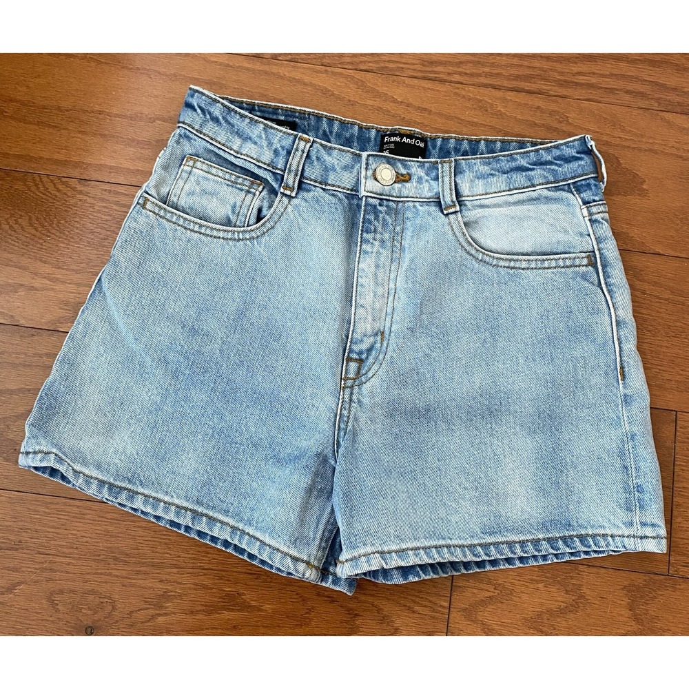 Frank And Oak Stevie Denim High Waist Minimalist Shorts Size 26 Excellent Jorts